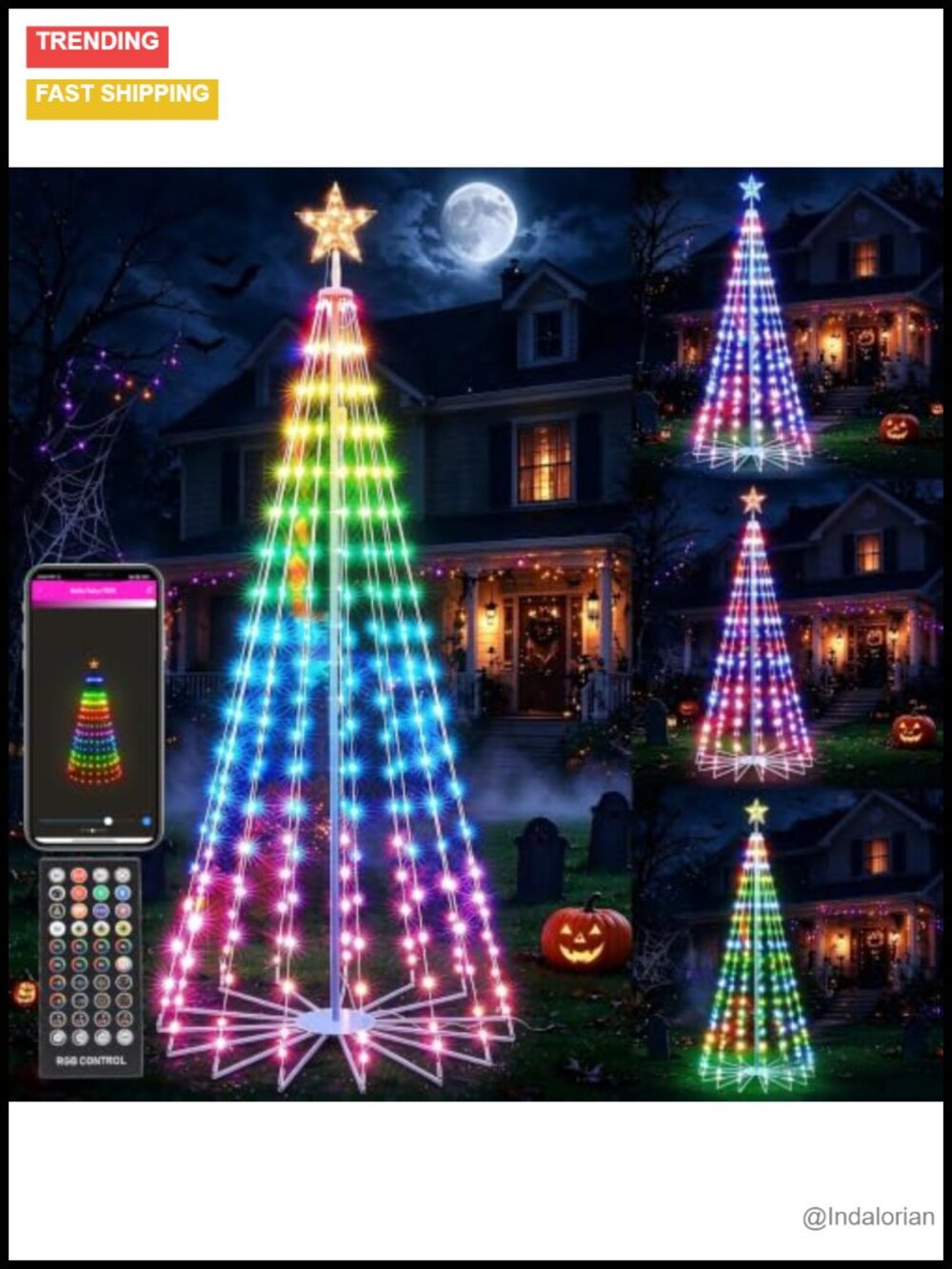 7FT Outdoor Halloween LED Tree 295LED App Remote Timer Music Sync